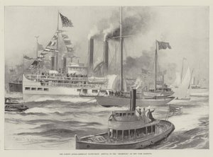 A próxima corrida de iates anglo-americanos, chegada do trevo no porto de Nova York de Charles John de Lacy